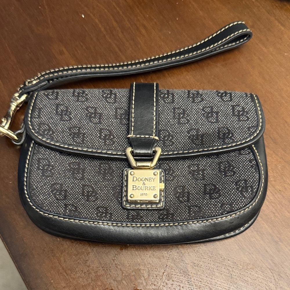 Dooney & Bourke Black and Gray Monogram Wristlet